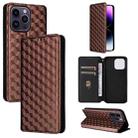 For iPhone 15 Pro Cubic Grid Texture Flip Leather Phone Case(Brown) - 1