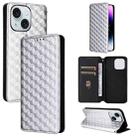 For iPhone 15 Cubic Grid Texture Flip Leather Phone Case(Silver) - 1