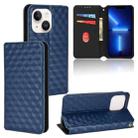 For iPhone 14 Plus Cubic Grid Texture Flip Leather Phone Case(Blue) - 1