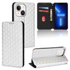 For iPhone 14 Plus Cubic Grid Texture Flip Leather Phone Case(Silver) - 1