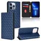 For iPhone 13 Pro Max Cubic Grid Texture Flip Leather Phone Case(Blue) - 1