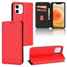 For iPhone 12 / 12 Pro Cubic Grid Texture Flip Leather Phone Case(Red) - 1