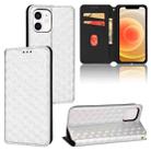 For iPhone 12 / 12 Pro Cubic Grid Texture Flip Leather Phone Case(Silver) - 1