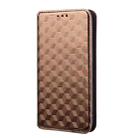 For iPhone 12 / 12 Pro Cubic Grid Texture Flip Leather Phone Case(Brown) - 2