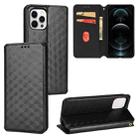 For iPhone 12 Pro Max Cubic Grid Texture Flip Leather Phone Case(Black) - 1