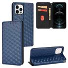 For iPhone 12 Pro Max Cubic Grid Texture Flip Leather Phone Case(Blue) - 1