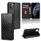For iPhone 11 Pro Max Cubic Grid Texture Flip Leather Phone Case(Black) - 1