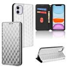 For iPhone 11 Cubic Grid Texture Flip Leather Phone Case(Silver) - 1