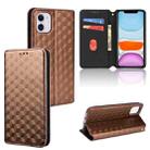 For iPhone 11 Cubic Grid Texture Flip Leather Phone Case(Brown) - 1