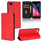 For iPhone 6 Plus / 7 Plus / 8 Plus Cubic Grid Texture Flip Leather Phone Case(Red) - 1