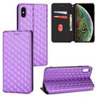 For iPhone X / XS Cubic Grid Texture Flip Leather Phone Case(Purple) - 1
