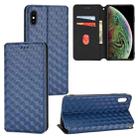 For iPhone XS Max Cubic Grid Texture Flip Leather Phone Case(Blue) - 1