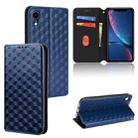 For iPhone XR Cubic Grid Texture Flip Leather Phone Case(Blue) - 1
