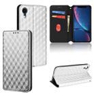 For iPhone XR Cubic Grid Texture Flip Leather Phone Case(Silver) - 1