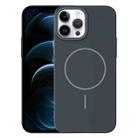 For iPhone 12 Pro Max Thin Circle PC Injection MagSafe Phone Case(Carbon Grey) - 1