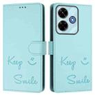 For Xiaomi Poco M6 Plus / Redmi 13x 4G Smile Embossing RFID Leather Phone Case(Mint Green) - 2