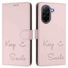 For Xiaomi Poco C71 / Redmi A5 4G 171.7mm Smile Embossing RFID Leather Phone Case(Pink) - 2