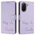 For Xiaomi Poco C71 / Redmi A5 4G 171.7mm Smile Embossing RFID Leather Phone Case(Light Purple) - 2