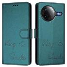 For Xiaomi Poco F7 Pro / F7 Ultra Smile Embossing RFID Leather Phone Case(Peacock Green) - 2