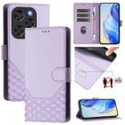 For Coolpad X100 Honeycomb Embossing RFID Leather Phone Case(Light Purple) - 1