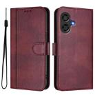 For Coolpad Cool 40i Line Splicing Buckle Retro Leather Phone Case(Wine Red) - 2