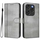 For Coolpad X100 Line Splicing Buckle Retro Leather Phone Case(Grey) - 2