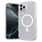 For iPhone 16 Pro Wave Glitter MagSafe Magnetic TPU Phone Case(Transparent White) - 1