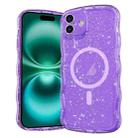 For iPhone 16 Plus Wave Glitter MagSafe Magnetic TPU Phone Case(Transparent Purple) - 1
