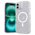 For iPhone 16 Wave Glitter MagSafe Magnetic TPU Phone Case(Transparent White) - 1
