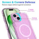 For iPhone 15 Wave Glitter MagSafe Magnetic TPU Phone Case(Transparent Pink) - 2