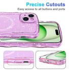 For iPhone 15 Wave Glitter MagSafe Magnetic TPU Phone Case(Transparent Pink) - 3