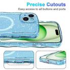 For iPhone 15 Wave Glitter MagSafe Magnetic TPU Phone Case(Transparent Blue) - 3