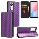 For Blackview A85 Cubic Grid Texture Flip Leather Phone Case(Purple) - 1