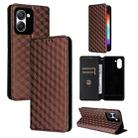 For Blackview Color 8 Cubic Grid Texture Flip Leather Phone Case(Brown) - 1