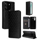 For Blackview Wave 6C Cubic Grid Texture Flip Leather Phone Case(Black) - 1