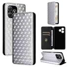 For Blackview Wave 8C Cubic Grid Texture Flip Leather Phone Case(Silver) - 1