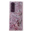 For Samsung Galaxy Z Fold Special Magnetic Axis Pearlescent Shell Texture Phone Case(Pink Green) - 1