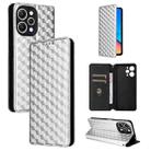 For Redmi 12 4G Cubic Grid Texture Flip Leather Phone Case(Silver) - 1