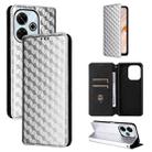 For Redmi 13 4G / Note 13R 5G Cubic Grid Texture Flip Leather Phone Case(Silver) - 1