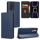 For Redmi K60 / K60 Pro Cubic Grid Texture Flip Leather Phone Case(Blue) - 1