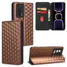For Redmi K60 / K60 Pro Cubic Grid Texture Flip Leather Phone Case(Brown) - 1