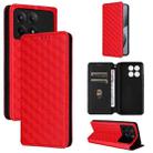 For Redmi K70E / Xiaomi Poco X6 Pro Cubic Grid Texture Flip Leather Phone Case(Red) - 1