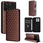 For Redmi K70E / Xiaomi Poco X6 Pro Cubic Grid Texture Flip Leather Phone Case(Brown) - 1