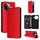 For Redmi K80 / K80 Pro Cubic Grid Texture Flip Leather Phone Case(Red) - 1