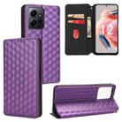 For Redmi Note 12 4G Global Cubic Grid Texture Flip Leather Phone Case(Purple) - 1
