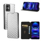 For Redmi Note 12 5G Global Cubic Grid Texture Flip Leather Phone Case(Silver) - 1