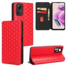 For Redmi Note 12S 4G Global Cubic Grid Texture Flip Leather Phone Case(Red) - 1