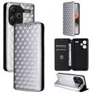 For Redmi Note 13 Pro+ 5G Cubic Grid Texture Flip Leather Phone Case(Silver) - 1