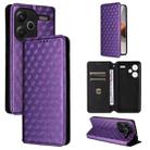 For Redmi Note 13 Pro+ 5G Cubic Grid Texture Flip Leather Phone Case(Purple) - 1