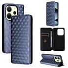 For Redmi Note 14 4G 163.25mm Cubic Grid Texture Flip Leather Phone Case(Blue) - 1